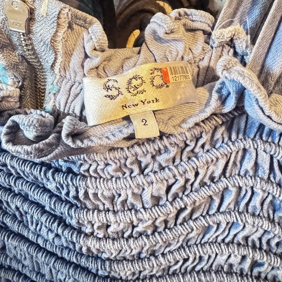 Sea New York Dakota Smocked Blue Denim Jumpsuit Size 2 See Description - Picture 2 of 12